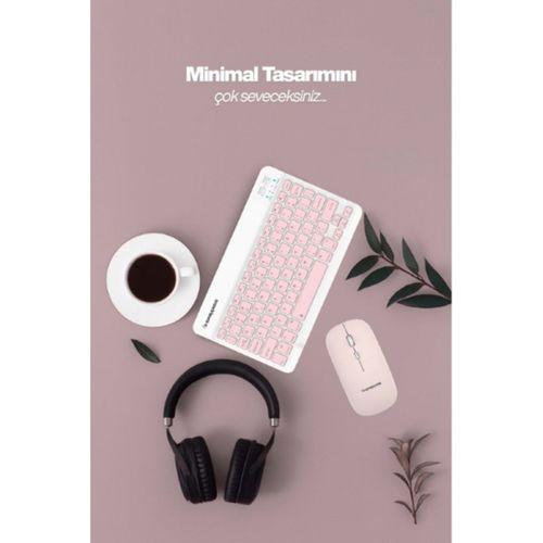 Pembe Kablosuz Klavye Ve Mouse Seti