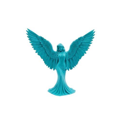 Turkuaz Melek Biblo 3d Dekoratif Angel Figür Küçük Boy Ev Aksesuarı