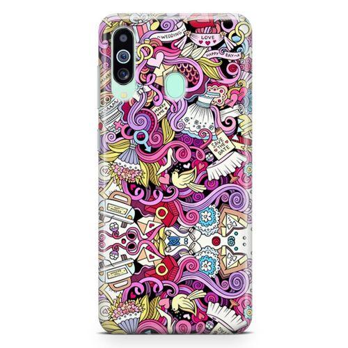 Samsung Galaxy A60 Kılıf Sevgili Doodle Arka Kapak Koruma Desenli Full Koruyucu
