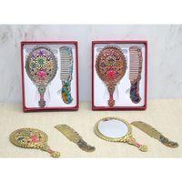 Çiçekli Ayna Ve Tarak Seti Küçük Boy