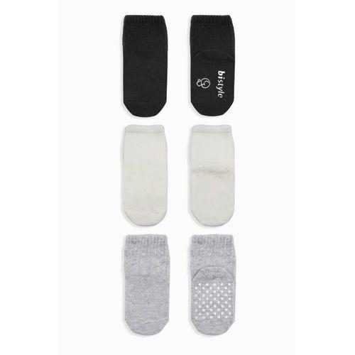 Bistyle Basic Kaymaz Penye Soket Çorap 3'Lü BS10106 Siyah Ekru Gri