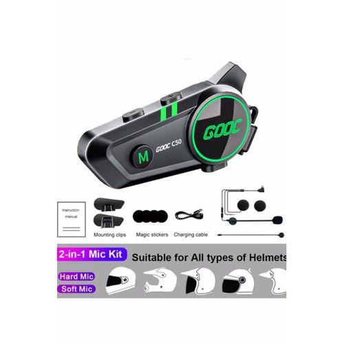 C50 2x Motosiklet Intercom Kask Kulaklık 1000 Mah Rgb Işıklı Çift Eşleşme
