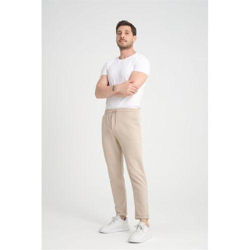Premium Oxford Örme Regular Fit Duble Paça Erkek Pantolon- Bej