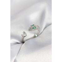 Yılan Model Zirkon Taşlı Gümüş Renk Kadın Yüzük