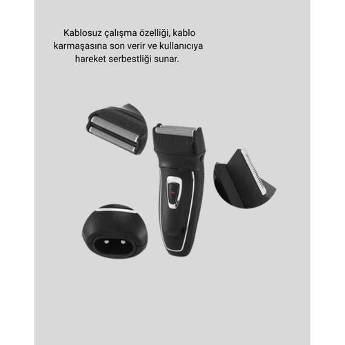Kablosuz Tıraş Makinesi Çift Başlıklı Kuru Tıraş Folyo Başlık Şarj Göstergeli