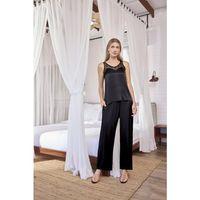 Viskon Dantelli Ve Dekolteli Saten Pijama Takımı