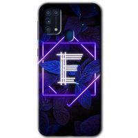 Potkal Hediye Fabrikası Samsung Galaxy M31 Kılıf HD Desen Baskılı Arka Kapak - Dark Neon Yaprak E Harfi