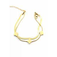 İtalyan Zincir Çoklu Yonca Bileklik - Altın