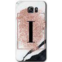 Galaxy Note 5 Kılıf HD Desen Baskılı Arka Kapak - Pembe Mermer Desenli I Harfi