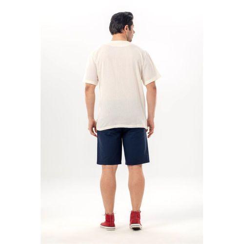 Kısa Kol Şile Bezi Bisiklet Yaka Bahriyeli Erkek Yazlık T-shirt Krem Krm