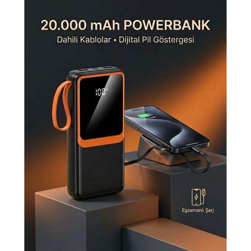 20000 Mah Dijital Ekranlı Powerbank Çoklu Bağlantı Uçlu Taşınabilir Yedek Batarya