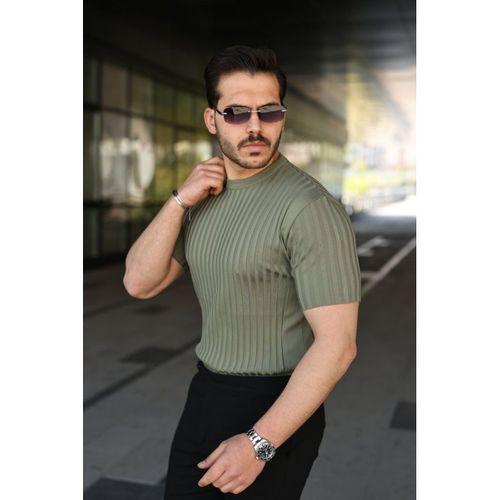 Erkek Fitilli Bisiklet Yaka Kısa Kollu Tişört