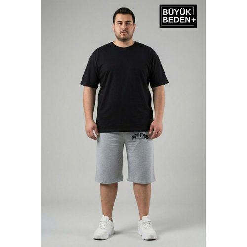 Büyük Beden Erkek Şort New York Baskılı Rahat Kalıp 3XL-6XL SPR26BSR591-05