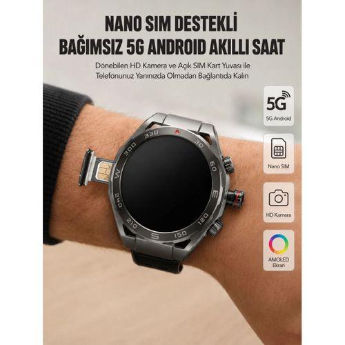 Kameralı 5g Android Akıllı Saat Amoled Ekran Wi-fi Gps Sım Kart Destekli