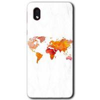 MRCİLETİSİM Samsung Galaxy A01 Core Kılıf Baskılı Kapak - Dünya Haritası + 5D Tam Kaplayan Cam