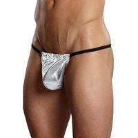 Fantazi Gümüş Renk Lame Erkek String-Tanga