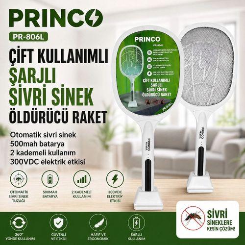 Princo Pr-806l Çift Kullanımlı  Sivri Sinek Öldürücü Raket