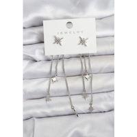 Kutup Yıldızı Model Gümüş Renk Pirinç Sallantılı Kadın Küpe