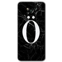 BeRa Aksesuar Poco x3 NFC Kılıf Baskılı Kapak - Siyah Mermer Desenli Ö Harfi +Tam Kaplayan Mat Seramik