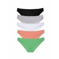 5 adet Süper Eko Set Likralı Kadın Slip Külot Siyah Gri Beyaz Pudra Yeşil