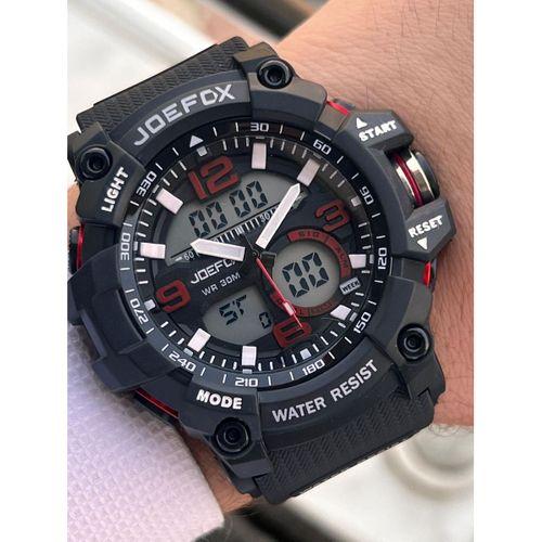 Joefox Digital Ve Analog 2 Yıl Garantili Kronmetre+Takvim+Alarm+Aydınlatma Erkek Kol Saati JOE.BK04
