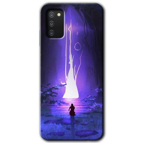 MRCİLETİSİM Samsung Galaxy A02s Kılıf Baskılı Kapak - Wanderer Silhouette + 5D Tam Kaplayan Cam