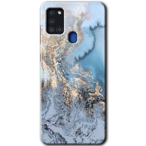 Samsung Galaxy A21s Kılıf Baskılı Kapak - Eski Mermer +Tam Ekran Koruyucu