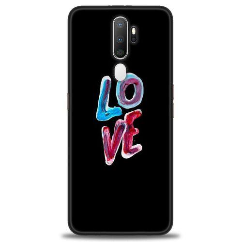 Oppo A5 2020 Kılıf HD Baskılı Kılıf - Renkli Love + Tam Ekran Koruyucu