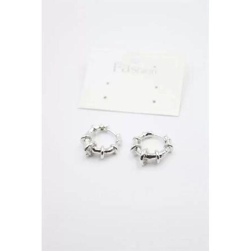 Taşlı Halka Küpe - Gümüş