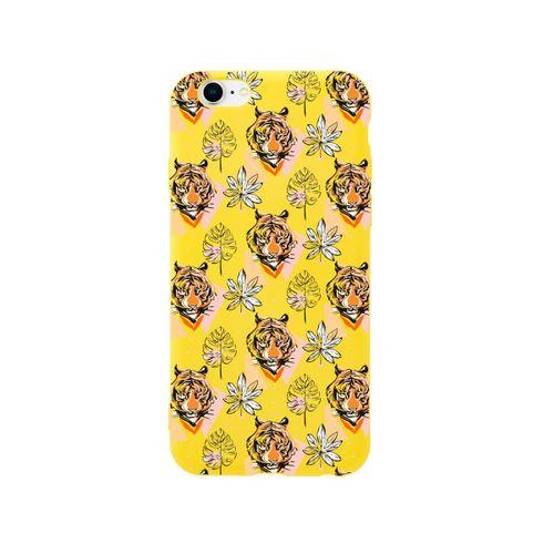 iPhone 6 Tiger Premium Silikonlu Sarı Telefon Kılıfı