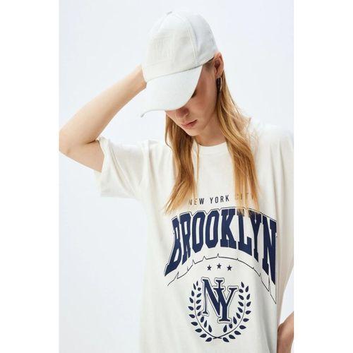 Koton Oversize Tişört Kolej Baskılı Bisiklet Yaka Kısa Kollu Pamuklu