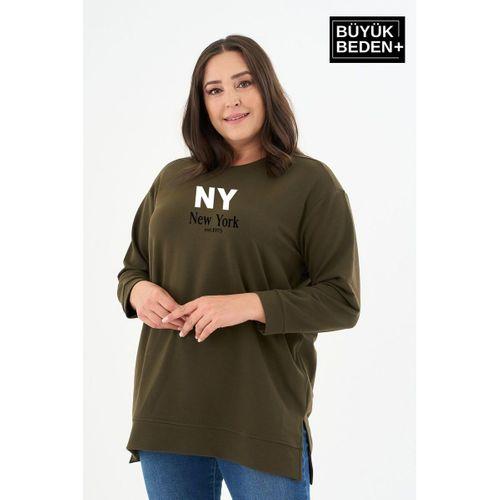 Kadın Tunik Büyük Beden NY NEWYORK Baskılı ince Sweatshırt SPR26BTK990-1