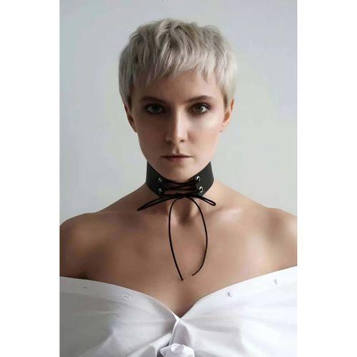 İpli Bağlamalı Deri Choker Tasma - Brf900