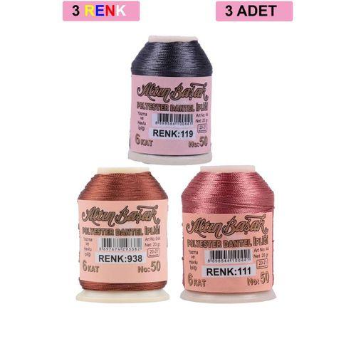 3 Adet Altınbaşak Oya ve Dantel İpi 20 gr - Royaleks - No: 938 - 111 - 119