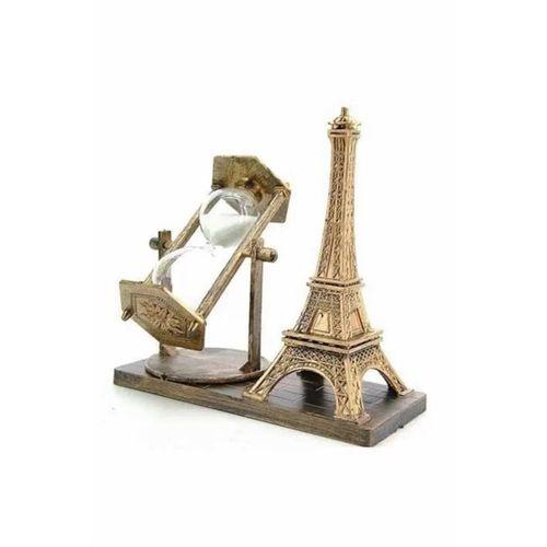 Eyfel Kulesi Tasarımlı Kum Saati Kristalleştirilmiş Kum Saati Dekoratif Ahşap Görünümlü
