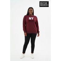 Kadın Büyük Beden NY Newyork Baskılı Bisiklet Yaka ince Sweatshirt SPR26BSWK956-15