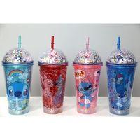 Sevimli Stitch Işıklı Pipetli Pullu Suluk & Bardak 400 Ml Alk3146