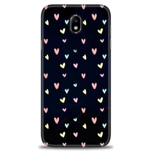 Samsung Galaxy J7 Pro / J730 Kılıf HD Baskılı Kılıf - Mini Mini Kalpler + Tam Ekran Koruyucu