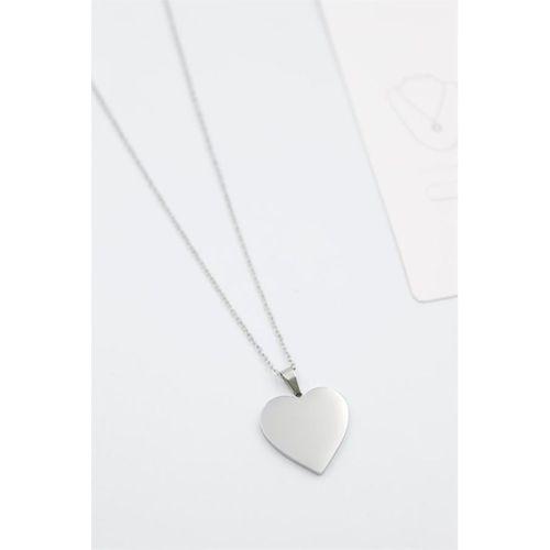 Küçük Kalp Plaka Kolye - Gümüş