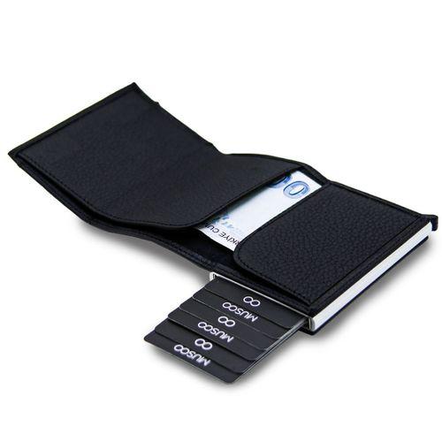 Musoo Hakiki Deri Para Gözlü Mekanizmalı Kartlık Cüzdan ADHMSC3216 Siyah