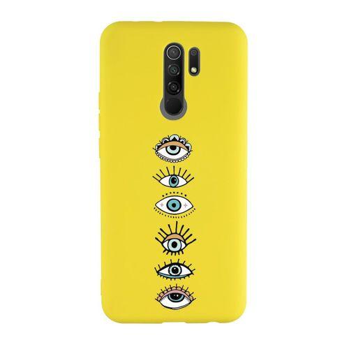 Xiaomi Redmi 9 Uyumlu Renkli Gözler Desenli Premium Silikonlu Lansman Telefon Kılıfı