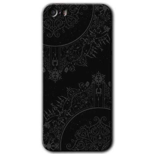 MRCİLETİSİM iPhone 5s Kılıf HD Desen Baskılı Arka Kapak + Temperli Cam - Siyah Mandala