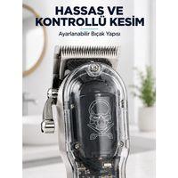 Profesyonel Saç Tıraş Makinesi Şarjlı Lcd Ekranlı 4 Taraklı 1800 Mah Güçlü Motorlu Saç Kesme Makinesi
