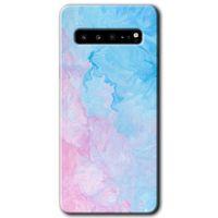 Samsung Galaxy S10 Plus Kılıf HD Desen Baskılı Arka Kapak + Temperli Cam - Blue Art