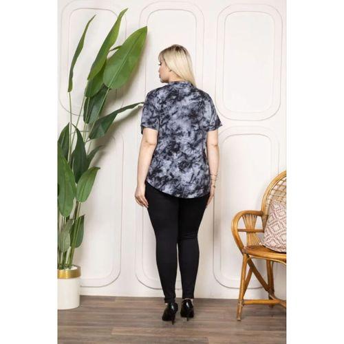 Desenli Püsküllü Viskon Bluz Bebe Yaka Kısa Kollu Big Size Rahat Kesim - Desenli