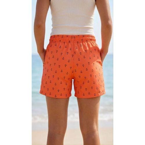 Deniz Şortu Fermuarlı Cepli File Astarlı Hızlı Kuruyan Premium - Turuncu