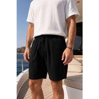 Mann Relax Fit %100 Pamuk Meridian Kumaş Basic Erkek Şort - Siyah
