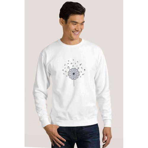 Silhouette Music a Dandelion Photographic Baskılı Beyaz Erkek Sweatshirt