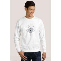Silhouette Music a Dandelion Photographic Baskılı Beyaz Erkek Sweatshirt