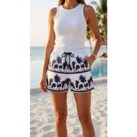 Deniz Şortu Fermuarlı Cepli File Astarlı Hızlı Kuruyan Premium - Beyaz